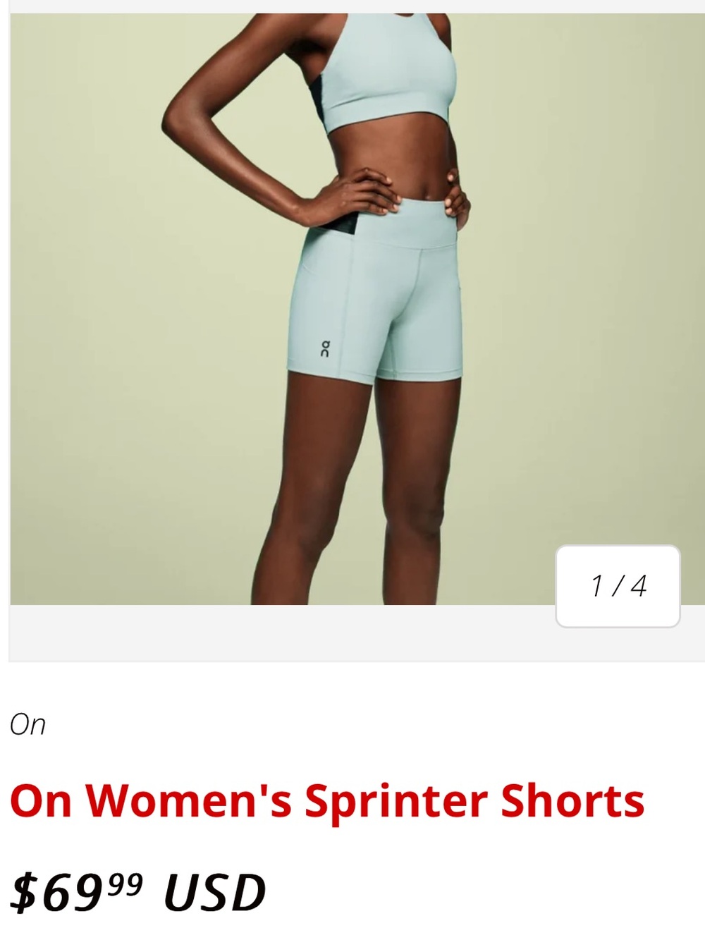 NWT On sprinter shorts Running Mint-Blue with pockets